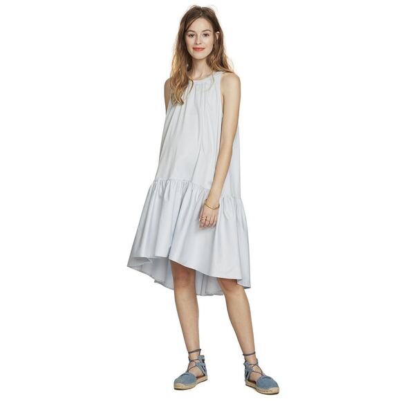 Hatch Blue Drop Waist Poplin Sleeveless Maternity Midi Dress Size Medium - Picture 1 of 9